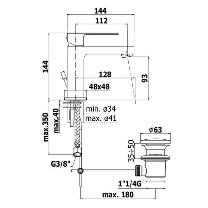 Paffoni Змішувач для умивальника Ell EL 075 CR хром (EL075CR)
