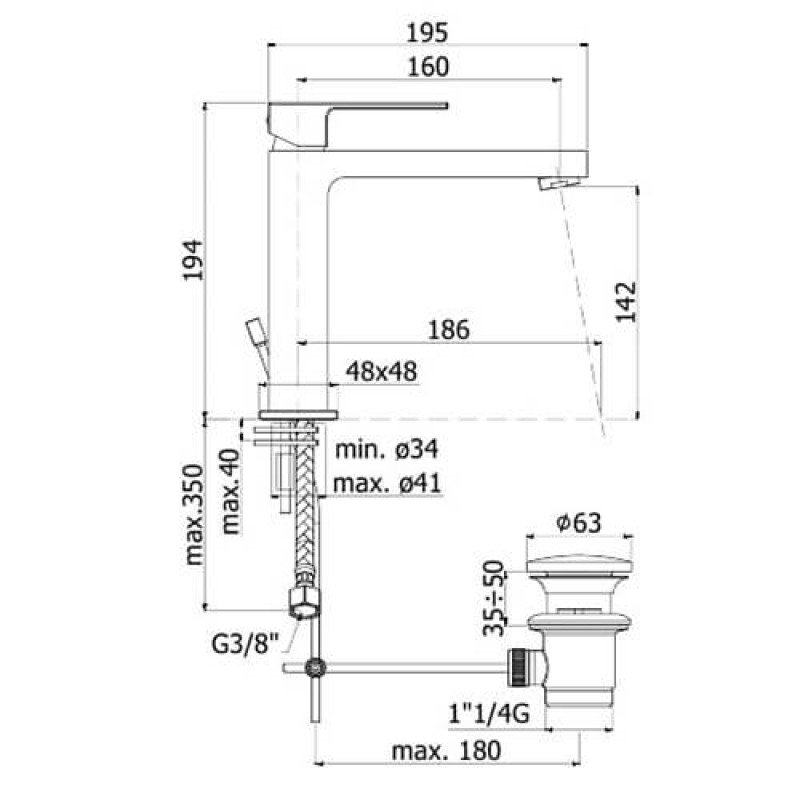 Paffoni Змішувач для умивальника Elle EL 073 NO чорний матовий (EL073NO)