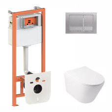 Qtap Інсталяція для унітазу 3 в 1 Nest + унітаз із сидінням Swan з панеллю змиву (QT16335178W0133M425M06029SAT)