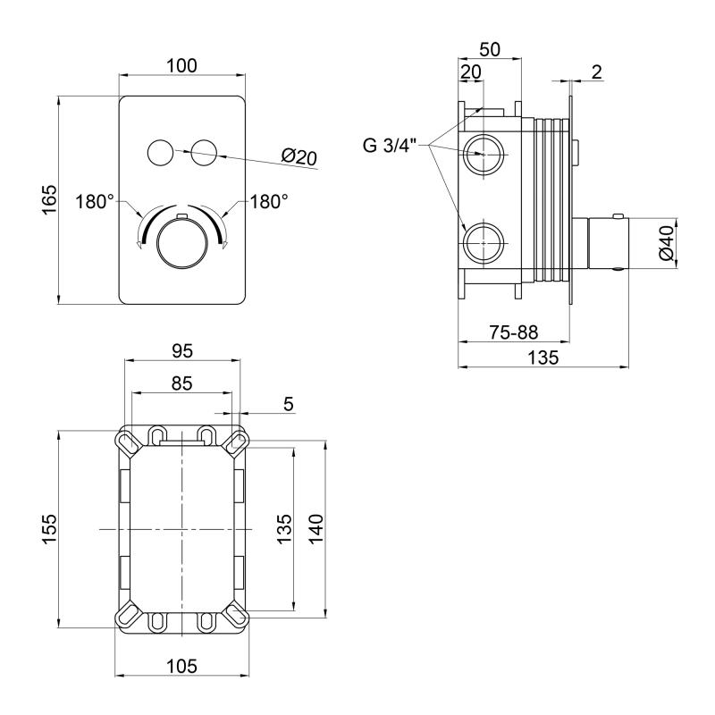 Qtap Змішувач для душу Votice з термостатом (QTVOT6442T105NKB)