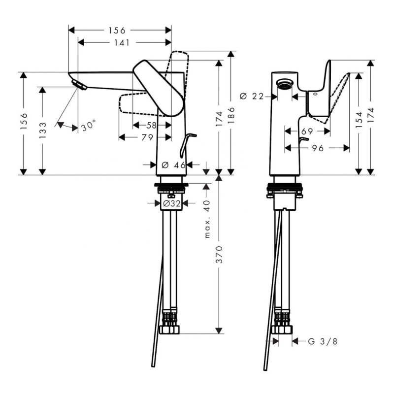 Hansgrohe Смеситель для раковины Talis E со сливным гарнитуром (71754670)