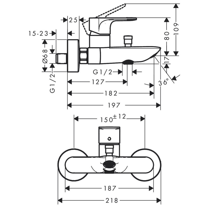 Hansgrohe Смеситель для ванны Rebris E (72450000)