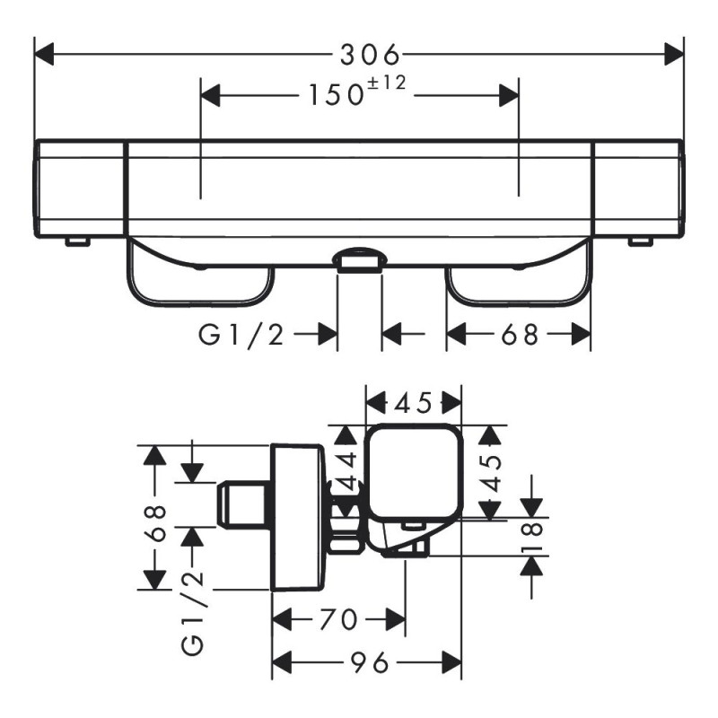 Hansgrohe Термостат для душа наружного монтажа Ecostat E (15773000) Термостат для душа наружного монтажа Ecostat E (15773000)