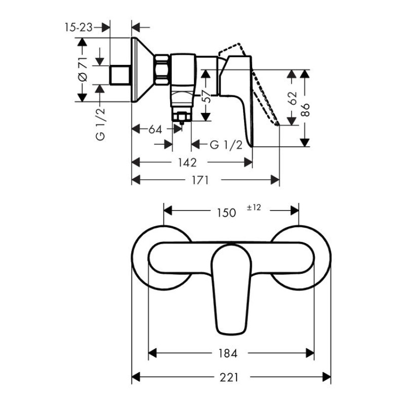 Hansgrohe Смеситель для душа однорычажный Talis E (71760000)