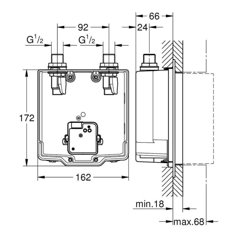 Grohe Скрытый монтажный блок Eurosmart Cosmopolitan E со смесительным устройством (36339001)