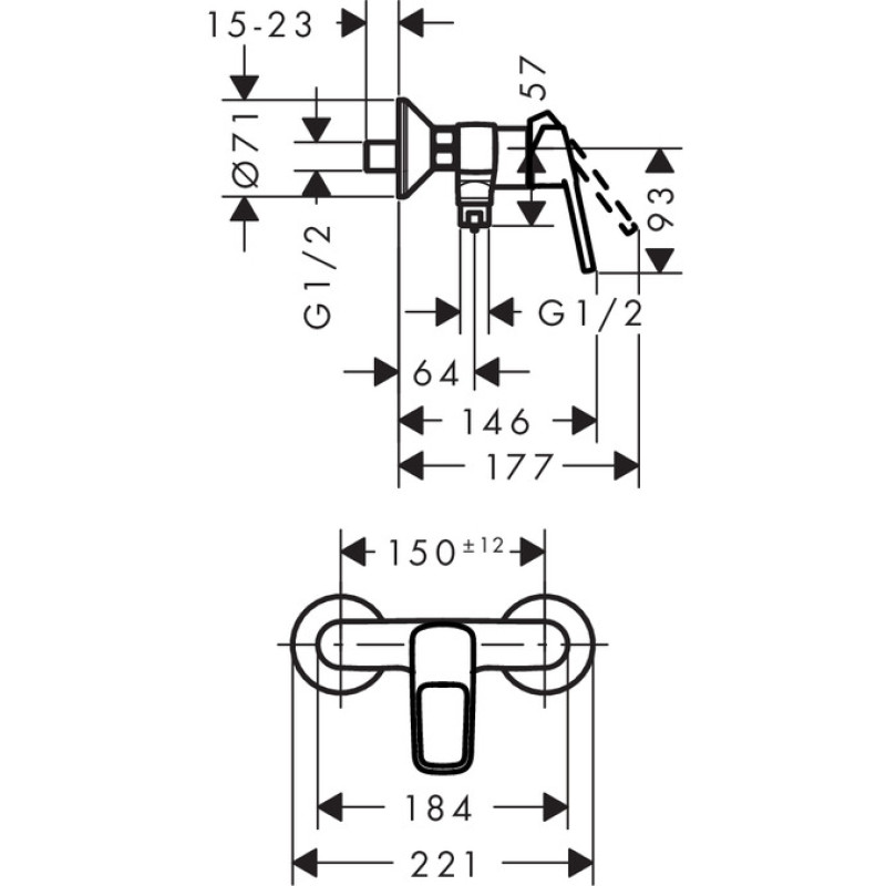 Hansgrohe Смеситель для ванны однорычажный Logis Loop (71247000)