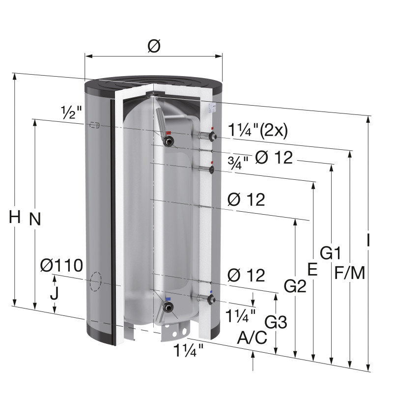 Flamco Накопичувальна ємність ГВП з нержавіючої сталі LS-E 1000 без змійовиків (срібний) (19953)