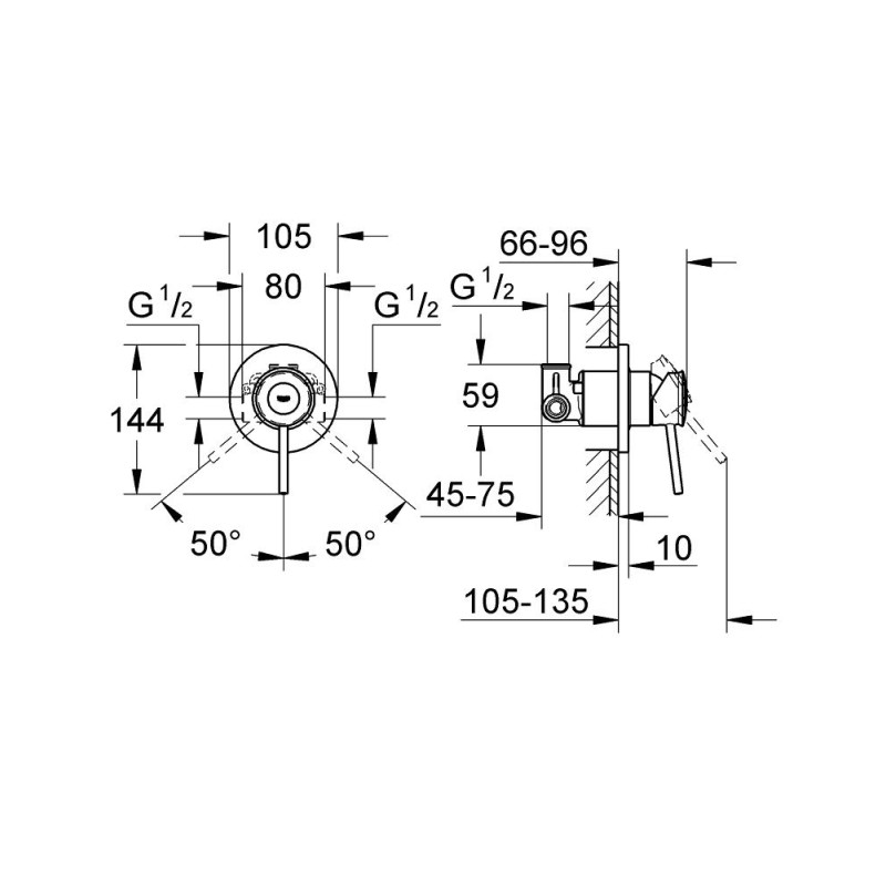 Grohe Смеситель однорычажный для душа BauClassic (29048000)