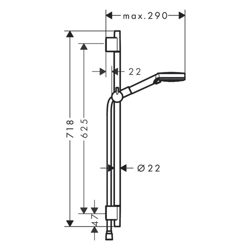 Hansgrohe Душевой гарнитур Vernis Blend EcoSmart со штангой S Puro 65 см (26423670)