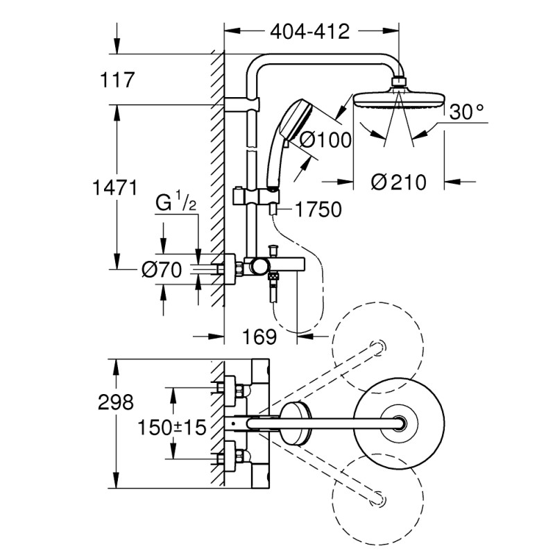 Grohe Душова система Tempesta Cosmolitan 210 хром (26223001)