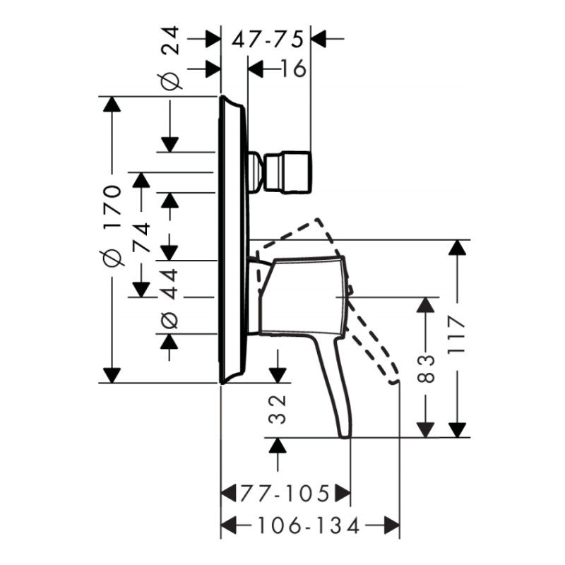 Hansgrohe Смеситель для ванны однорычажный Metropol Classic (31345090)