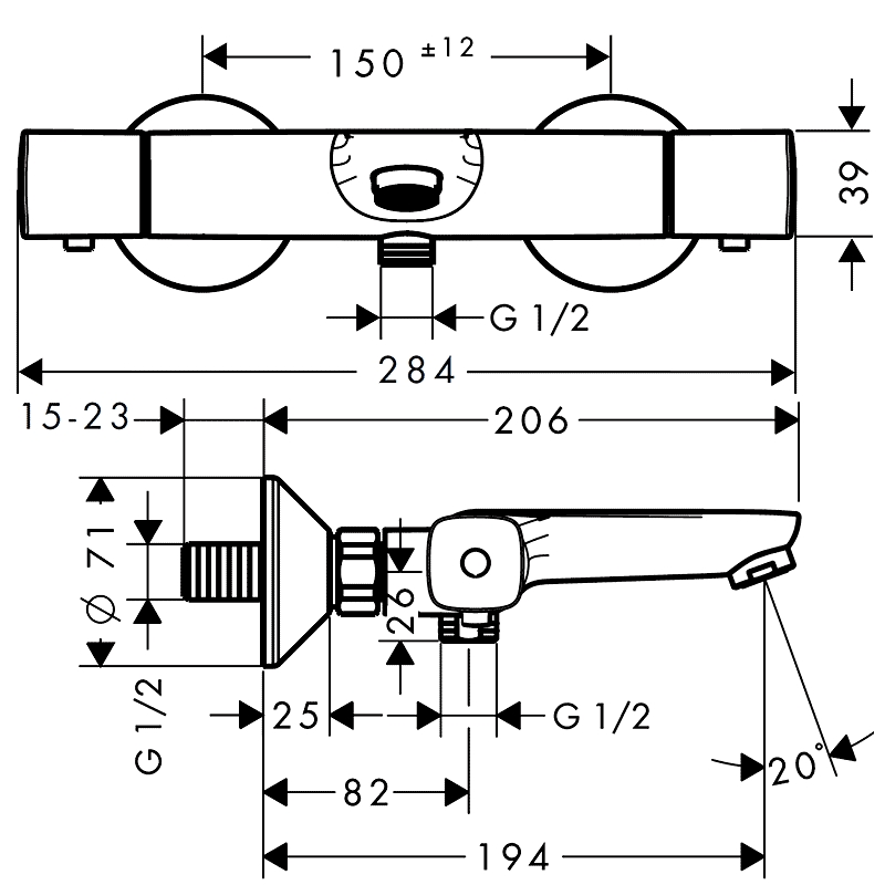 Hansgrohe Термостат для ванны Ecostat Universal (13123000)