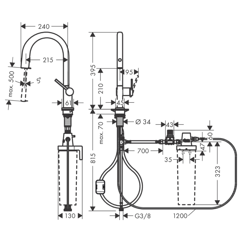 Hansgrohe Смеситель для кухни Aqittura M91 FilterSystem 210 (76803800)