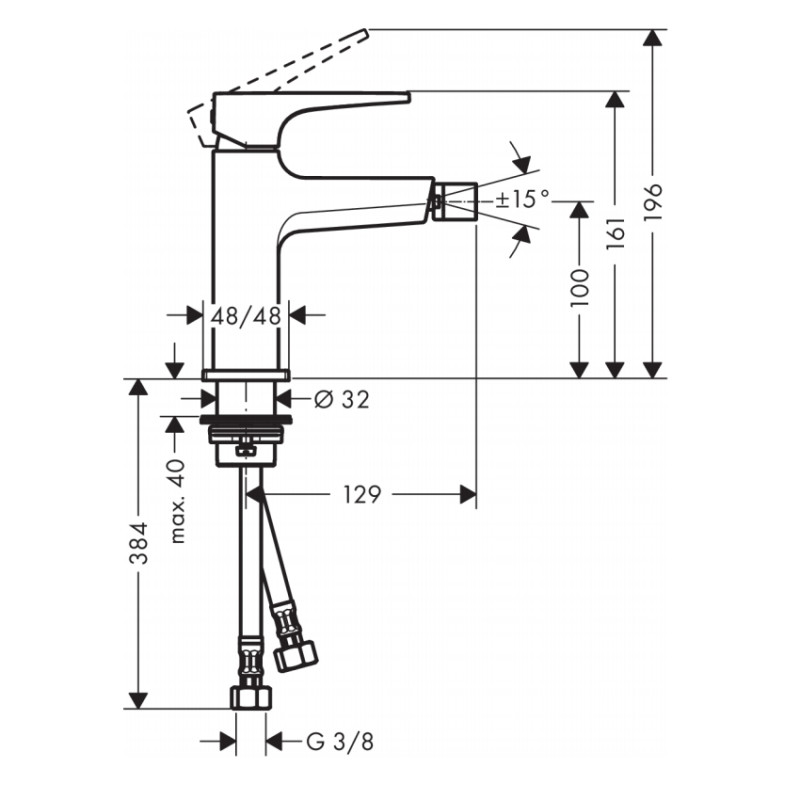 Hansgrohe Смеситель для биде Metropol с петлеобразной ручкой (74520000)
