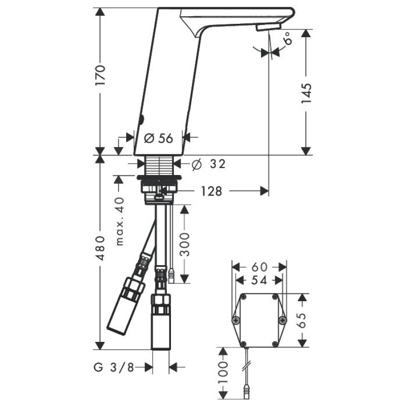 Hansgrohe Смеситель для умывальника Metris S электронный с регулировкой температуры
