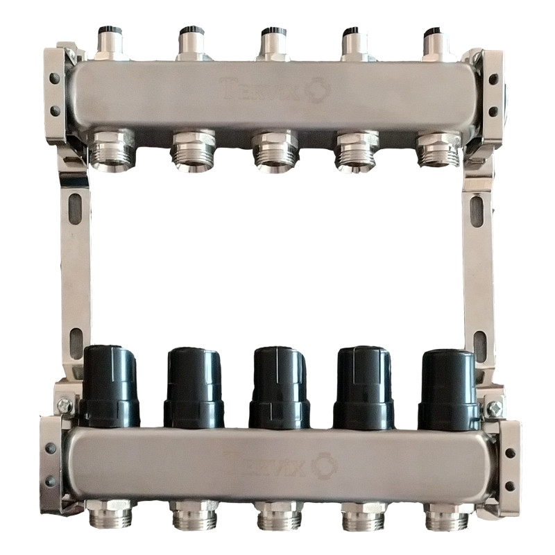 501002 Колектор теплої підлоги на 2 контури, без витратомірів, нерж.сталь Tervix Pro Line (501002)