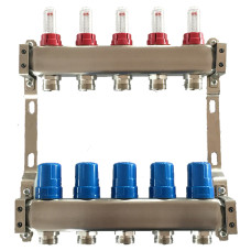 501102 Колектор теплої підлоги на 2 контури, з витратомірами, нерж.сталь Tervix Pro Line (501102)
