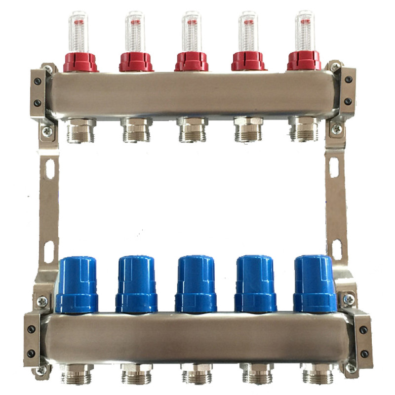 501102 Колектор теплої підлоги на 2 контури, з витратомірами, нерж.сталь Tervix Pro Line (501102)