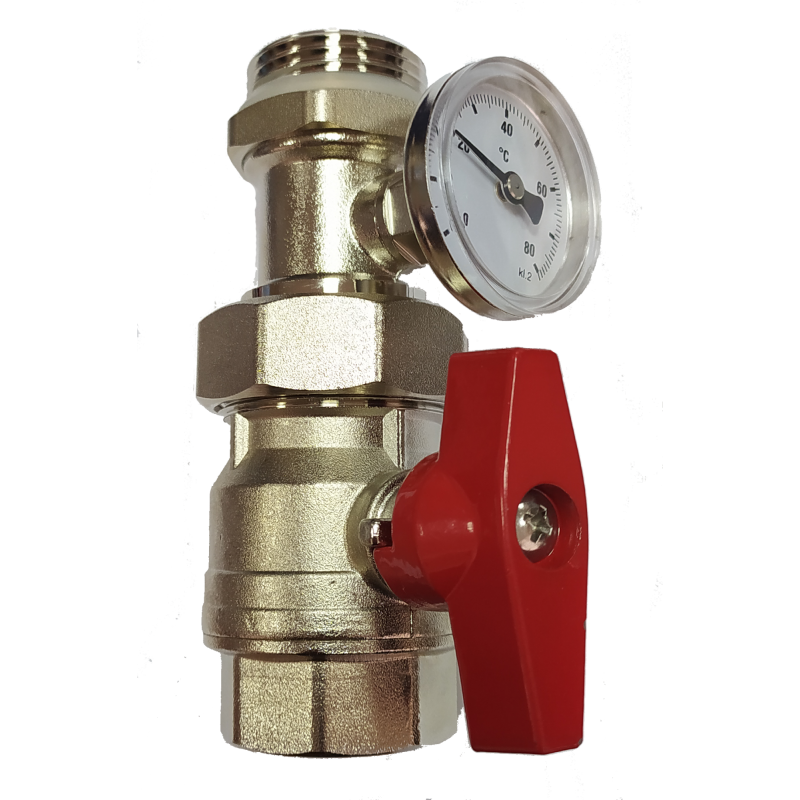 545021 Кран с термометром (красная ручка), Tervix (545021)