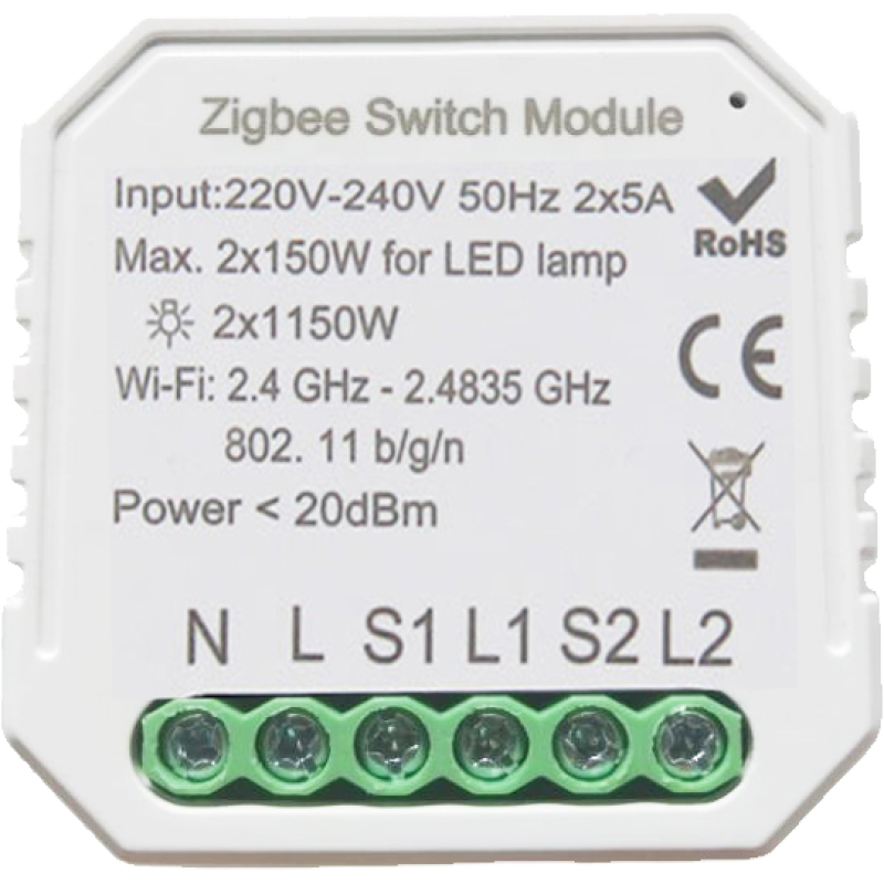 Tervix 433121 Розумний вимикач Pro Line ZigBee Switch (2 клавіші) (433121)
