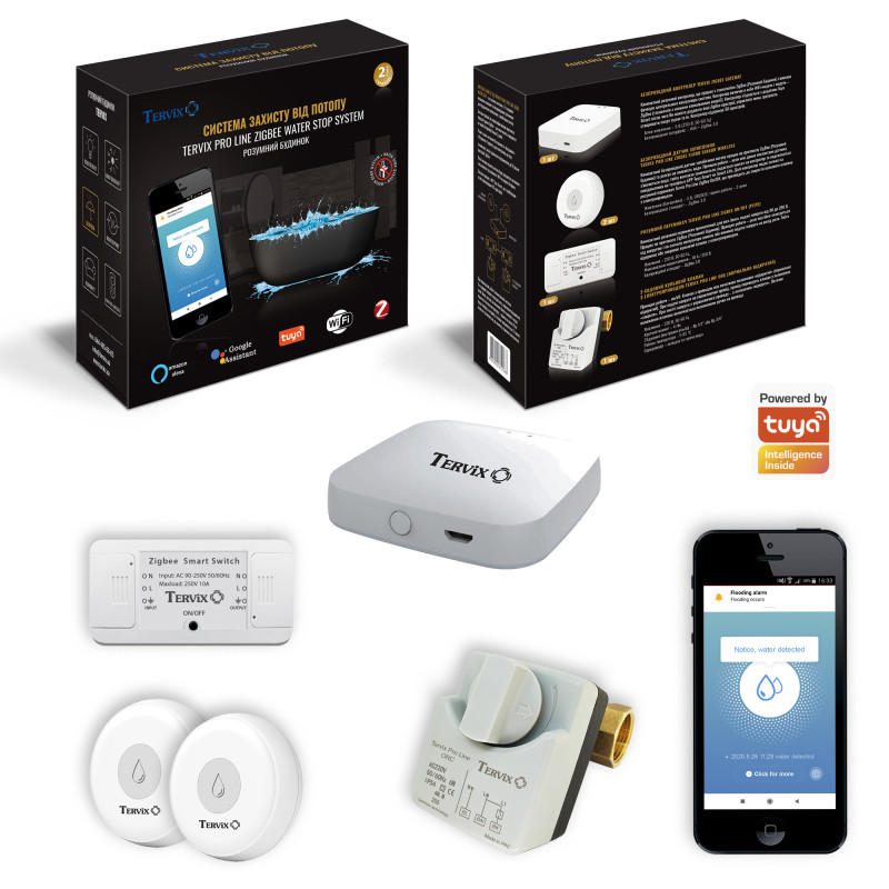 Tervix 4912613 Система захисту від потопу для розумного будинку ZigBee Water Stop на 1 трубу 1" (4912613)