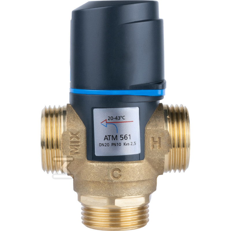 Afriso 1256110 Термостатичний змішуючий клапан  ATM561 DN20, G1", діапазон температури 20-43C, Kvs 2,5