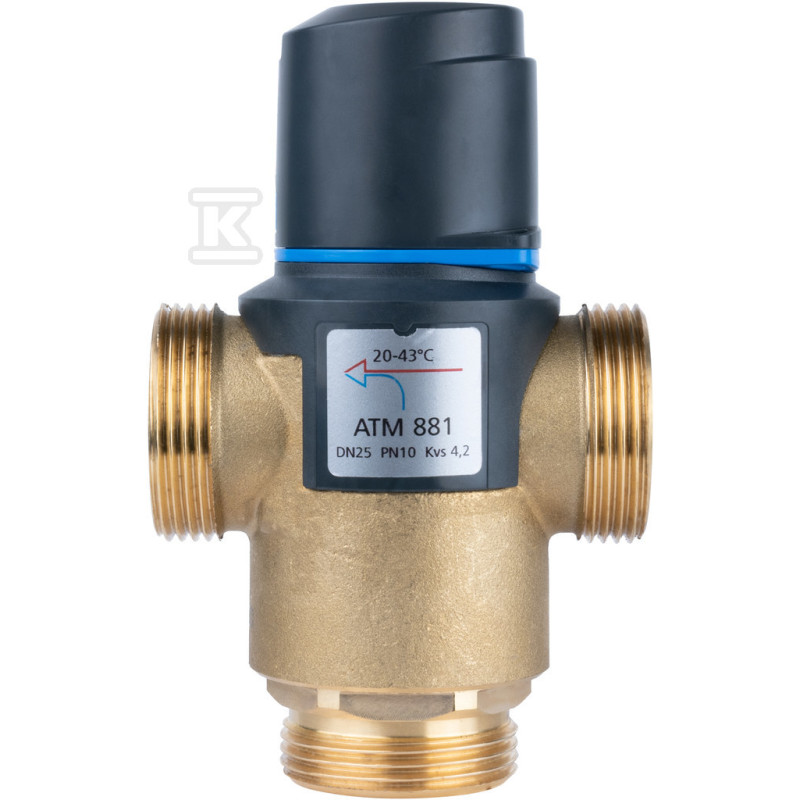 Afriso 1288110 Термостатичний змішуючий клапан  ATM881 DN25, G1 1/4", діапазон температури 20-43C, Kvs 4,2
