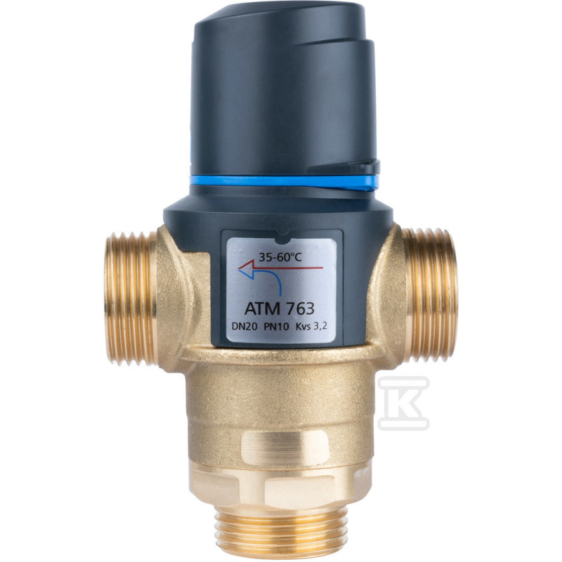 Afriso 1276310 Термостатичний змішуючий клапан  ATM763 DN20 G1", діапазон температури 35-60C, Kvs 3,2