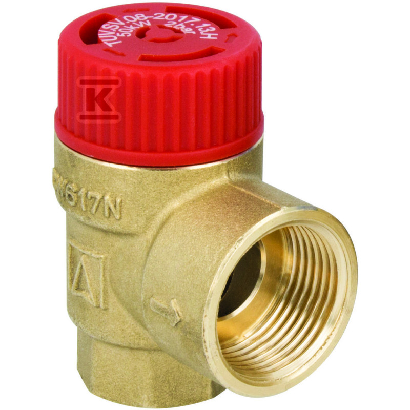 Afriso 42390 MS Запобіжний клапан  для опалювальних систем, 3 бар, Rp1/2" х Rp3/4"