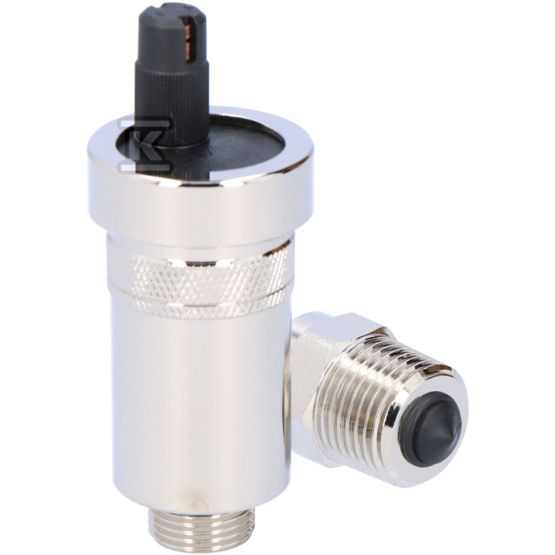 Afriso 7773561 Автоматичний розповітрювач PrimoVent G3/8" з Aquastop і відсічним клапан ом 1/2" нікельований