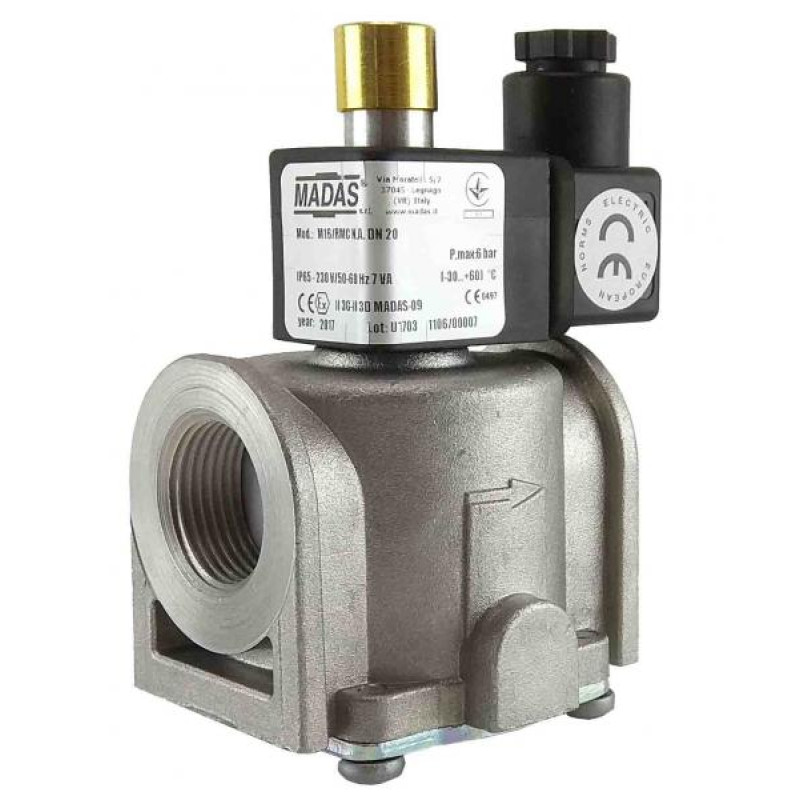 MADAS Клапан електромагн. М16/RMС N.А. DN 20, Р=6 bar,пост.12 В