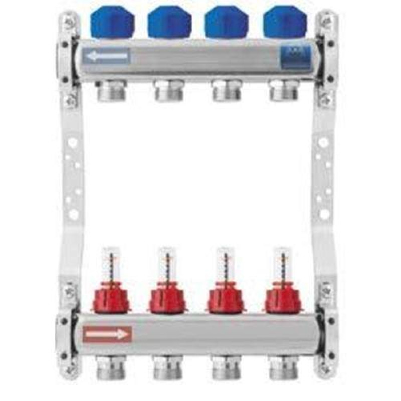 Распределительный коллектор с расходомерами и вентилями для сервоприводов М30х1,5 (серия N75E)9 выходов (326х493х80) KAN-therm (1316157045)