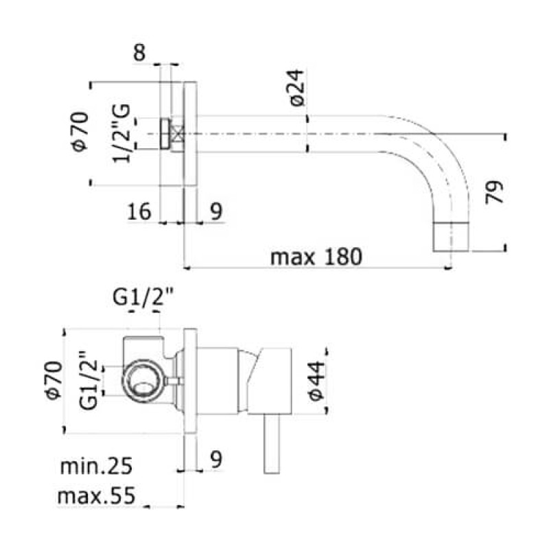 Paffoni Змішувач для умивальника Stick SK 006 CR 70 хром (SK006CR70)