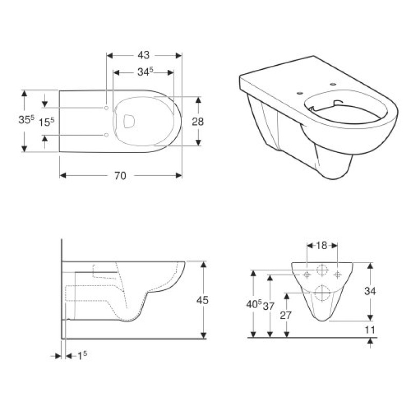 Geberit Унітаз підвісний Selnova Comfort без сидіння (501.046.00.7)
