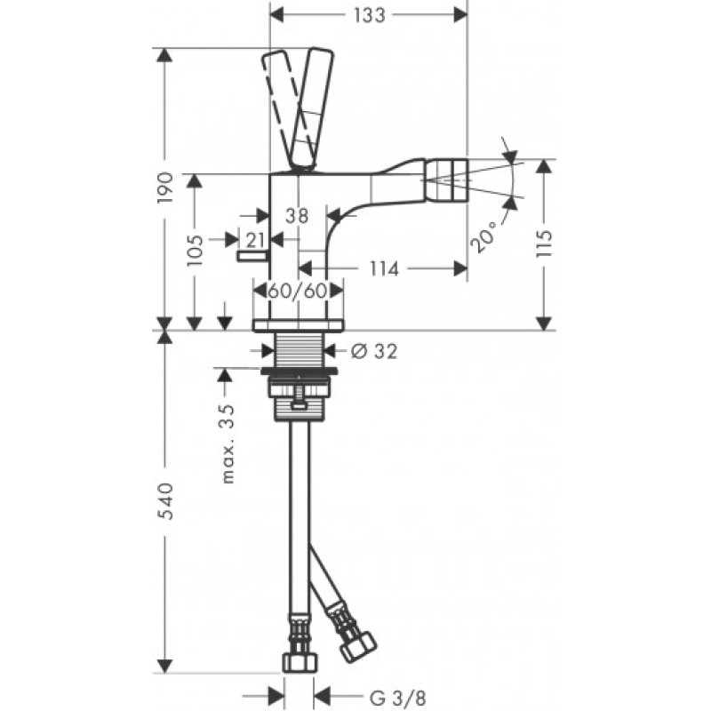 Axor Смеситель для биде CITTERIO E с донным клапаном, хром