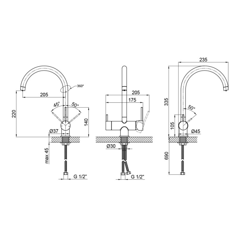 Qtap Змішувач для кухні Kuchyne із підключенням для питної води (QTKUC92102UB)