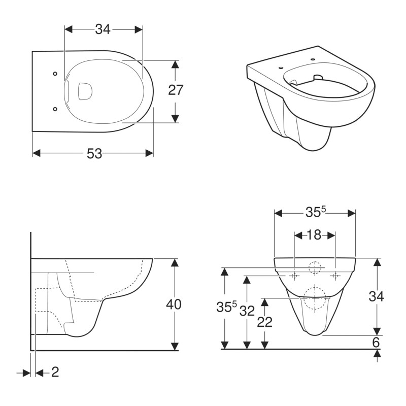 Geberit Унитаз подвесной Selnova без сиденья (500.265.01.1)