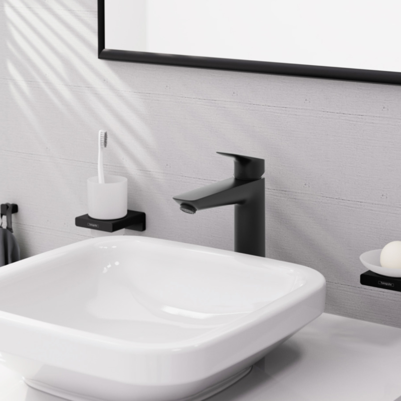 Hansgrohe Смеситель для умывальника Logis 190 черный матовый
