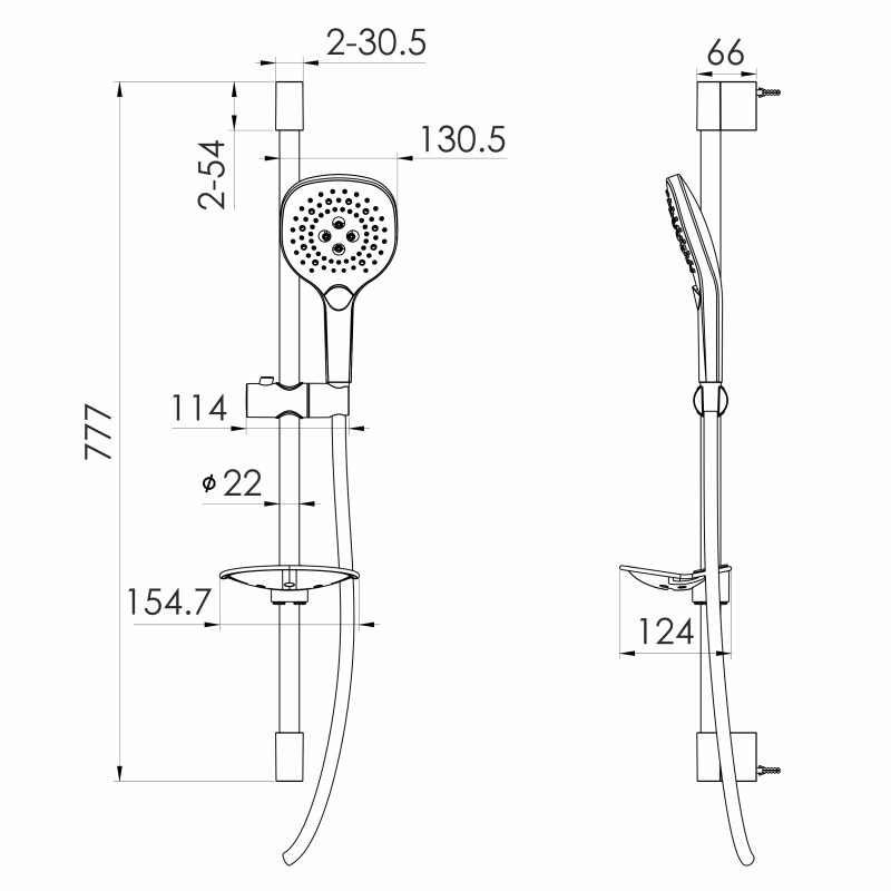 IMPRESE Душевой набор с лейкой SPR370Q, штангой, шлангом и мыльницей, белая крышка, хром (f03800101DQ)