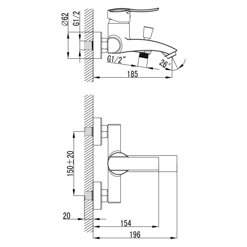 IMPRESE Душевой набор : Смеситель для ванны NOVA VLNA, душевой гарнитур (10135+t03800101LX), хром (SET20230917)