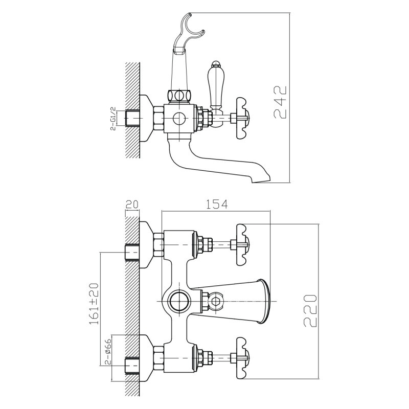 IMPRESE Смеситель для ванны двухвентильный CUTHNA золото, золото (10280 zlato-n)