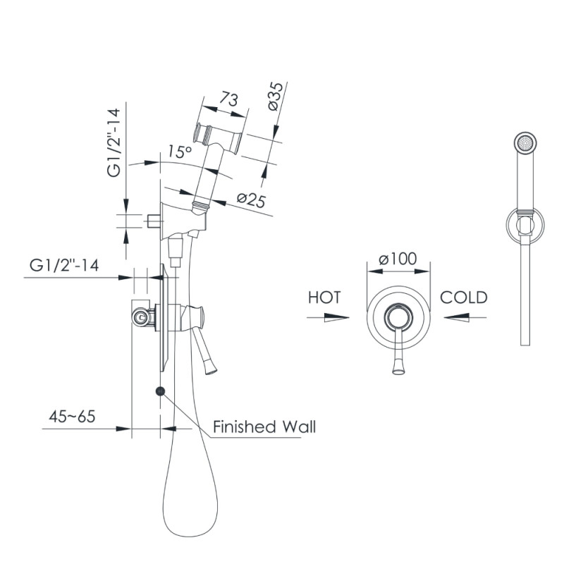 IMPRESE Набор скрытого монтажа PODZIMA ZRALA с гигиеническим душем, патинированная бронза (ZMK02170812)