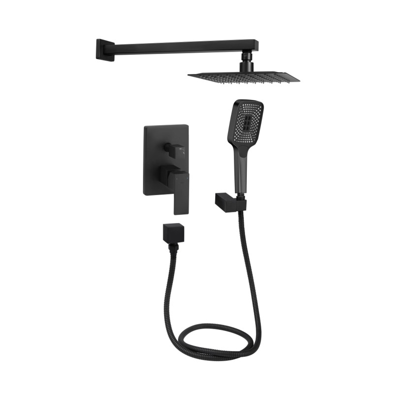 Qtap Душова система Aquarius прихованого монтажу на два споживача, Black Matt (QTAQA64103NGB)