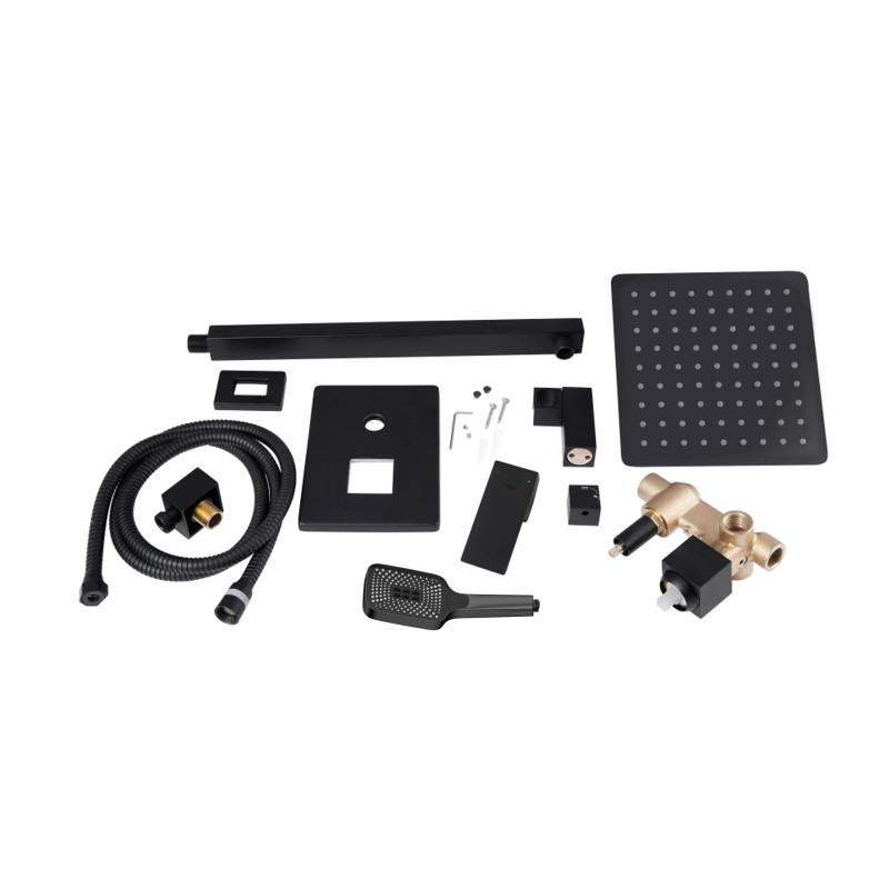 Qtap Душова система Aquarius прихованого монтажу на два споживача, Black Matt (QTAQA64103NGB)