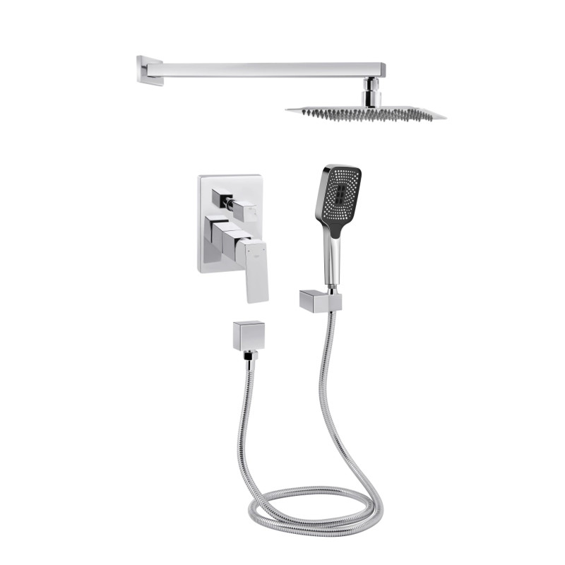 Qtap Душова система Aquarius прихованого монтажу на два споживача, Chrome (QTAQA64103NGC)