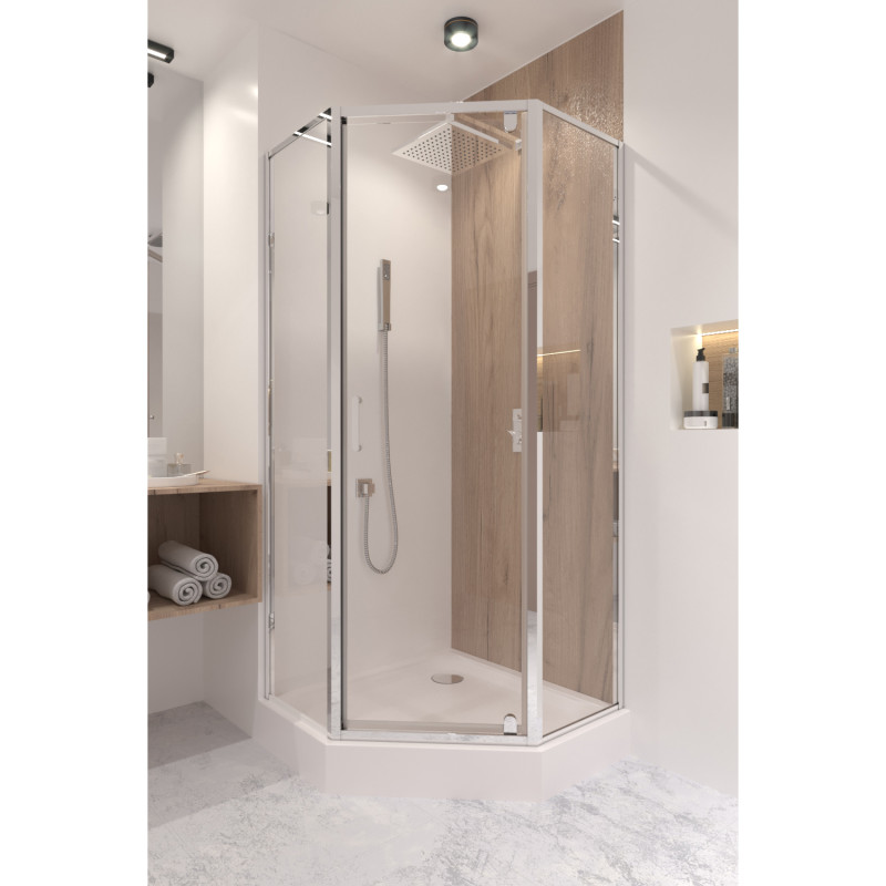 Qtap Душова кабіна Leo CRM10995-AC6 90х90 см, скло Clear, CalcLess, 6 мм без піддону (LEOCRM10995AC6)