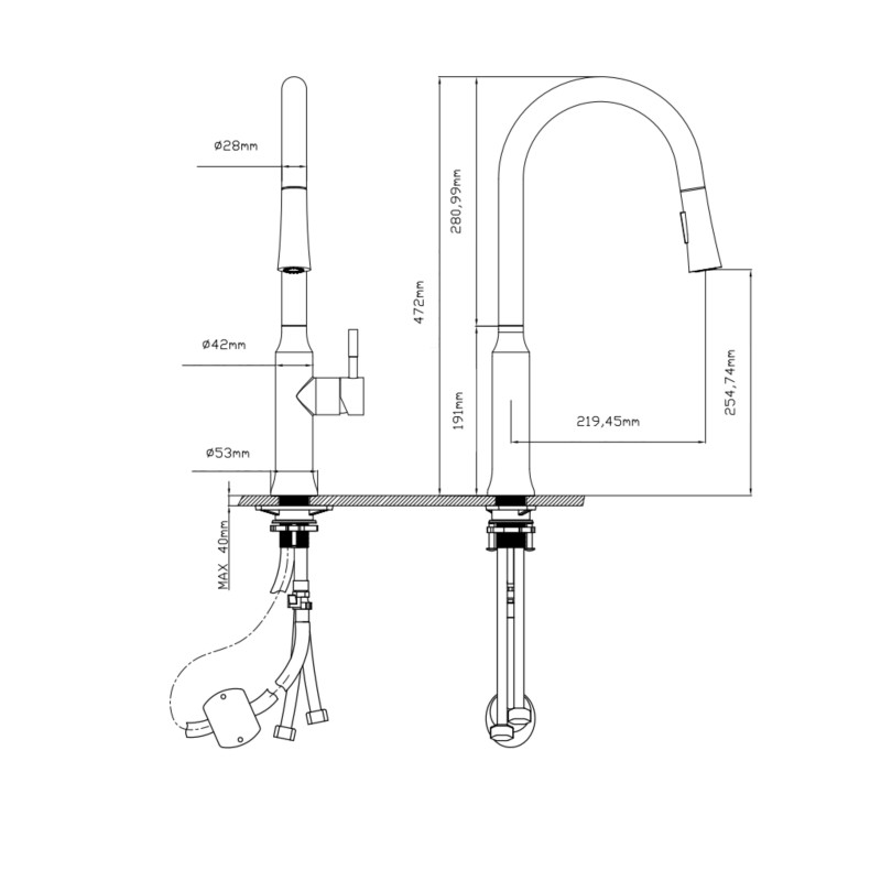 Qtap Змішувач для кухні Baruska чорний (QTBAR9137103UB)