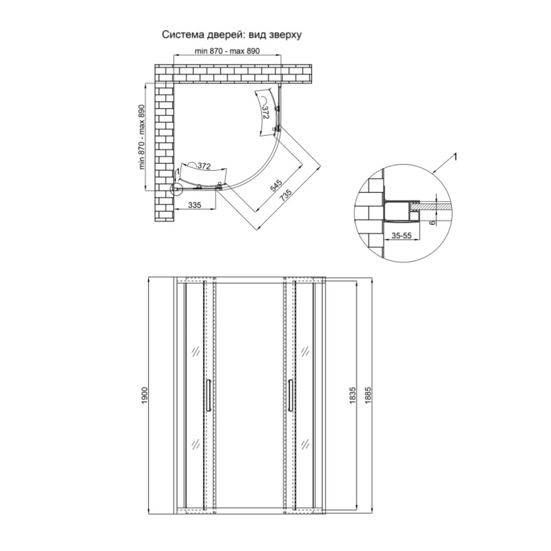 Qtap Душова кабіна Taurus CRM1099AC6 90х90 см, скло Clear 6 мм покриття CalcLess, без піддону (TAUCRM1099AC6)