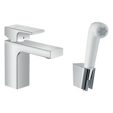 Hansgrohe Смеситель для умывальника Vernis Shape 100 с гигиенической лейкой