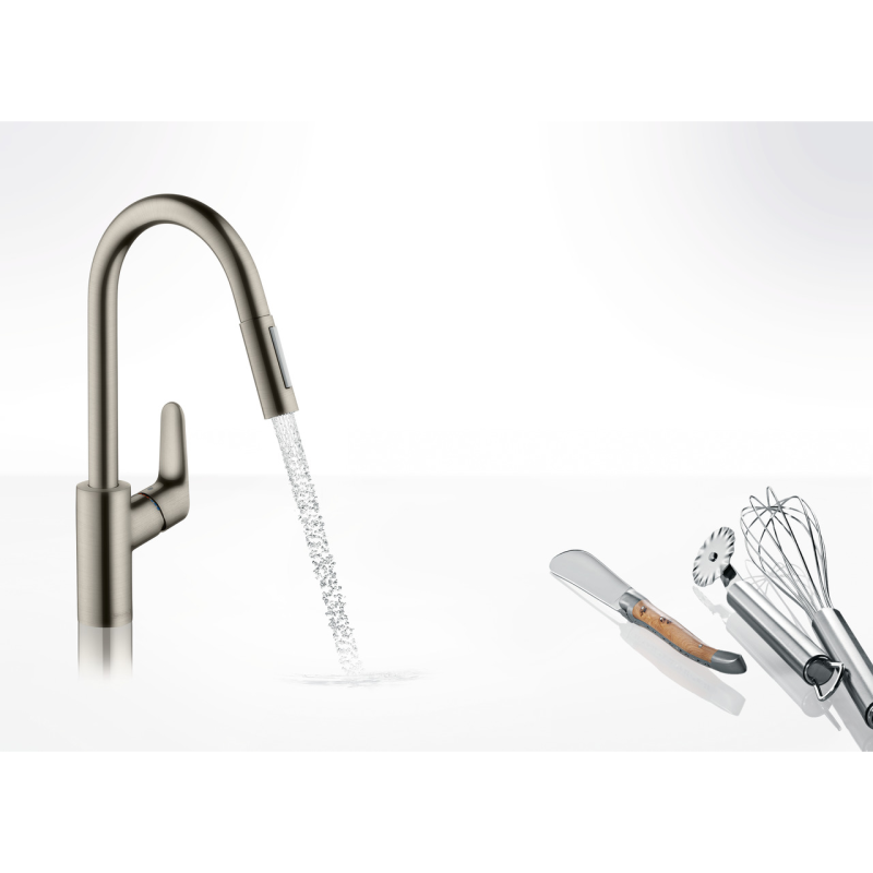 Hansgrohe Смеситель для кухни Focus M41 с душевой лейкой сатин